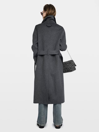 Meli Coat - Long coat with bathrobe style, double-faced, waist belt and long sleeves.