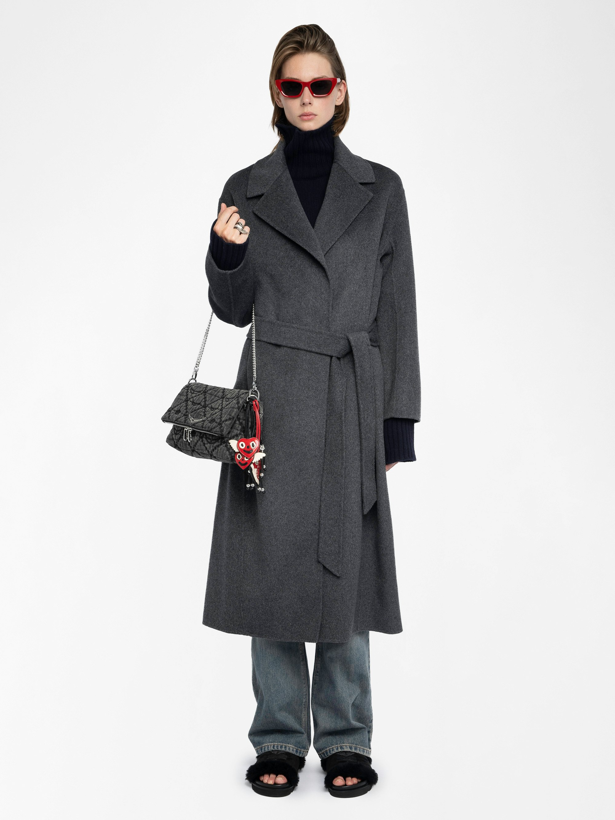 Manteau Meli - Manteau long esprit peignoir, double face, ceinture taille et manches longues.