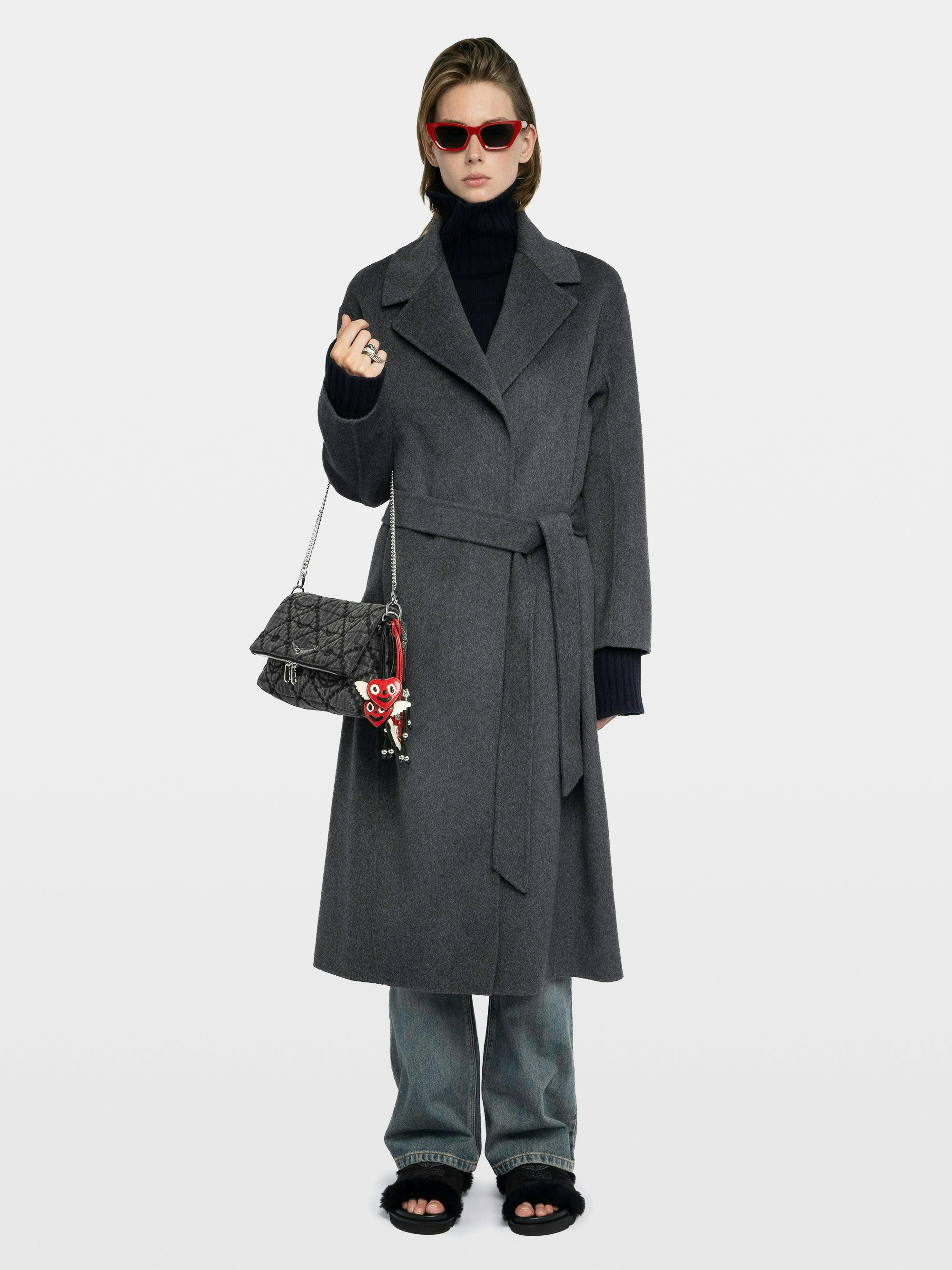 ZADIG&VOLTAIRE カシミヤ混 ロングコート S Long Anthracite Wrap Coat for Women | Zadig&Voltaire