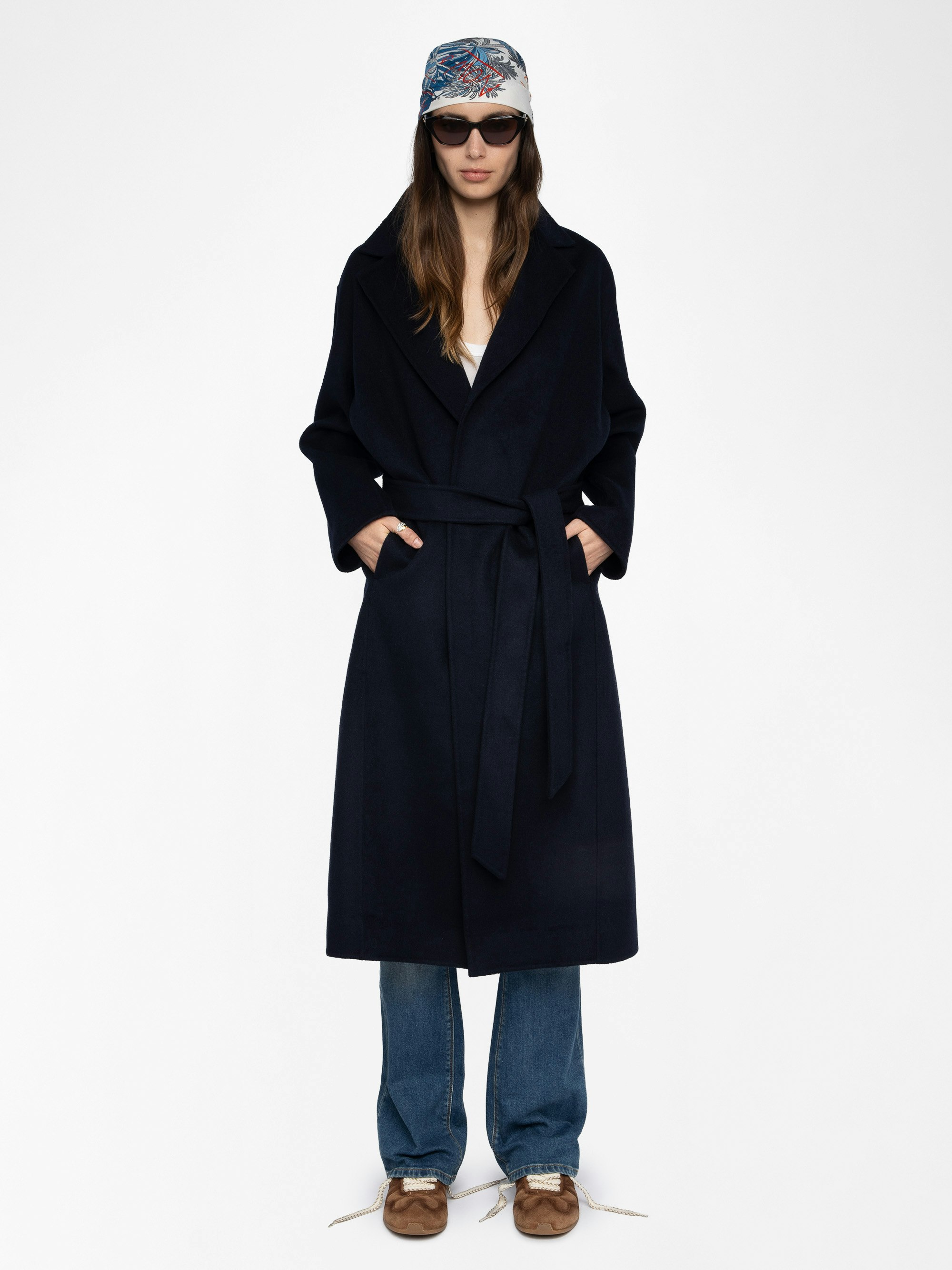 Manteau Meli - Manteau long esprit peignoir, double face, ceinture taille et manches longues.