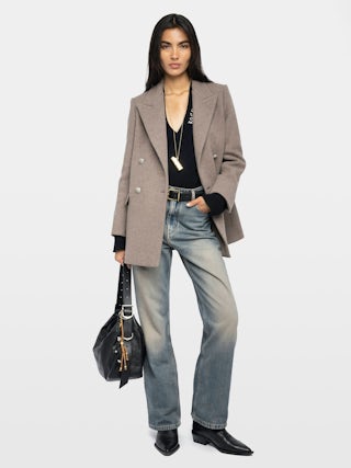 Manteau Miew - Manteau esprit caban en laine mélangée, manches longues et fermeture croisée boutonnée.