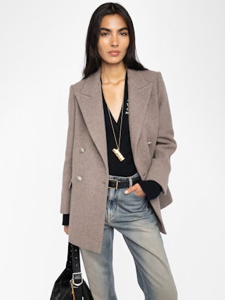 Miew Coat - Peacoat-style coat in wool blend, long sleeves and double-breasted button fastening.