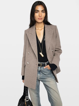 Manteau Miew - Manteau esprit caban en laine mélangée, manches longues et fermeture croisée boutonnée.