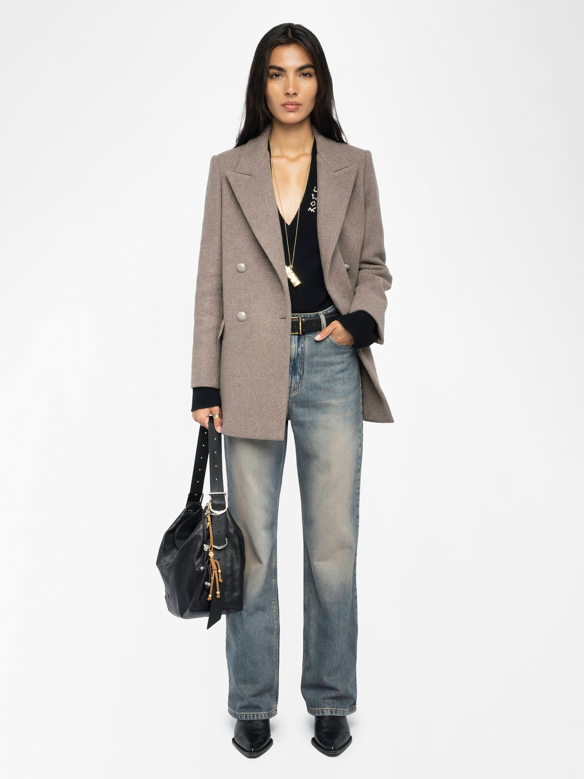 Manteau Miew - Manteau esprit caban en laine mélangée, manches longues et fermeture croisée boutonnée.
