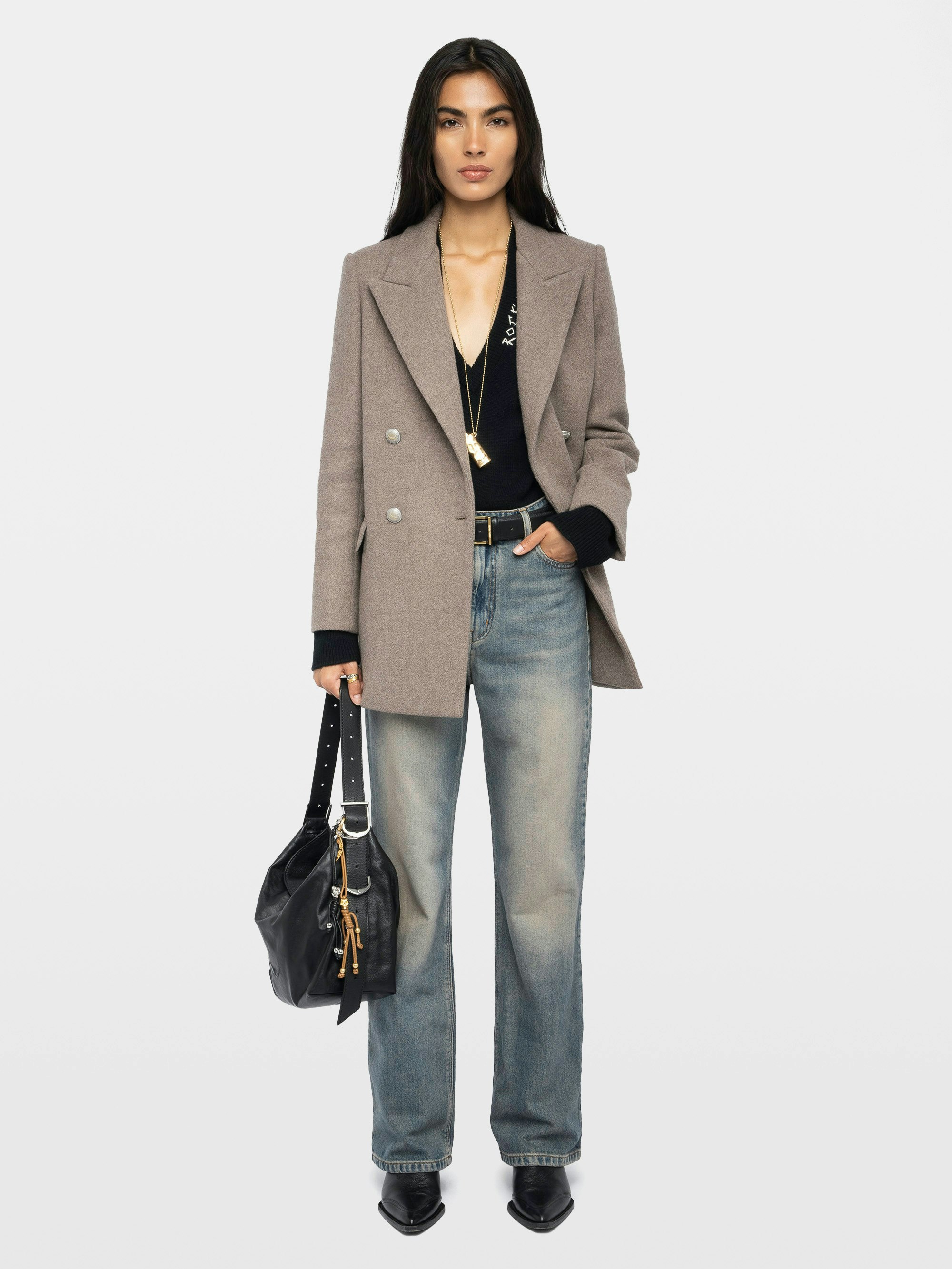 Mantel Miew - Caban-Mantel aus Wollmischung, lange Ärmel und doppelreihiger Knopfverschluss.