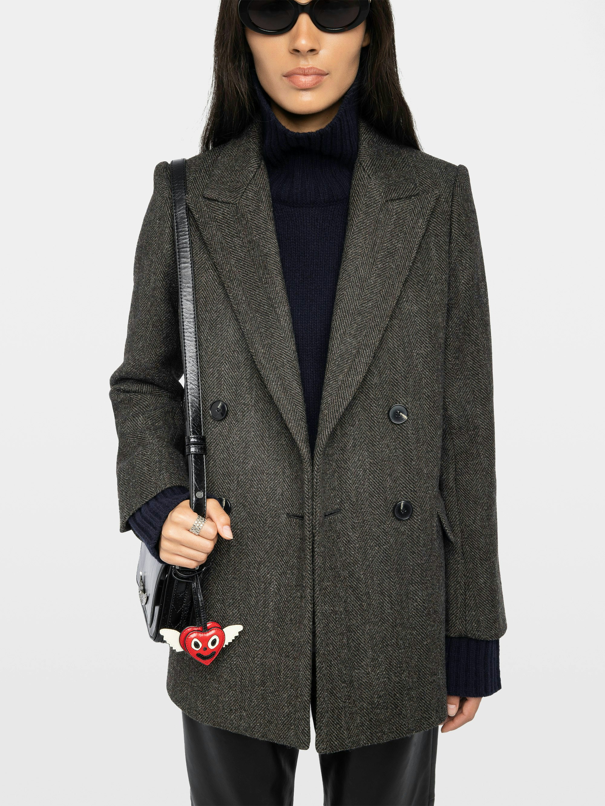 Miew Coat - Peacoat-style coat in wool blend, double-breasted buttoned closure and long sleeves.