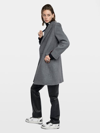 Miewl Coat - Pea coat style coat in wool blend, long sleeves and crossed buttoned closure.