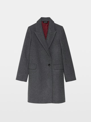 Miewl Coat - Pea coat style coat in wool blend, long sleeves and crossed buttoned closure.