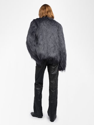 Freddie Curly Faux Fur Coat - Coat in curly faux fur with long sleeves.