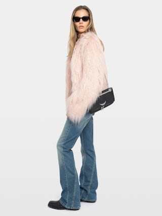 Freddie Curly Faux Fur Coat - Coat in curly faux fur with long sleeves.