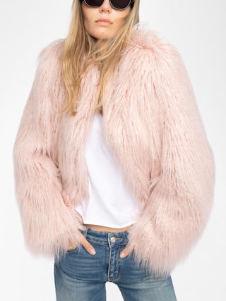 Manteau Freddie - Manteau en fausse fourrure bouclée et manches longues.