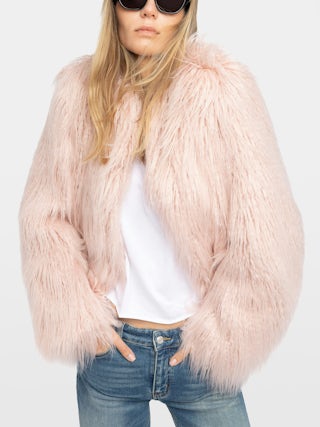 Freddie Curly Faux Fur Coat - Coat in curly faux fur with long sleeves.