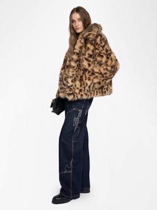 Finito Coat - Leopard faux fur coat.