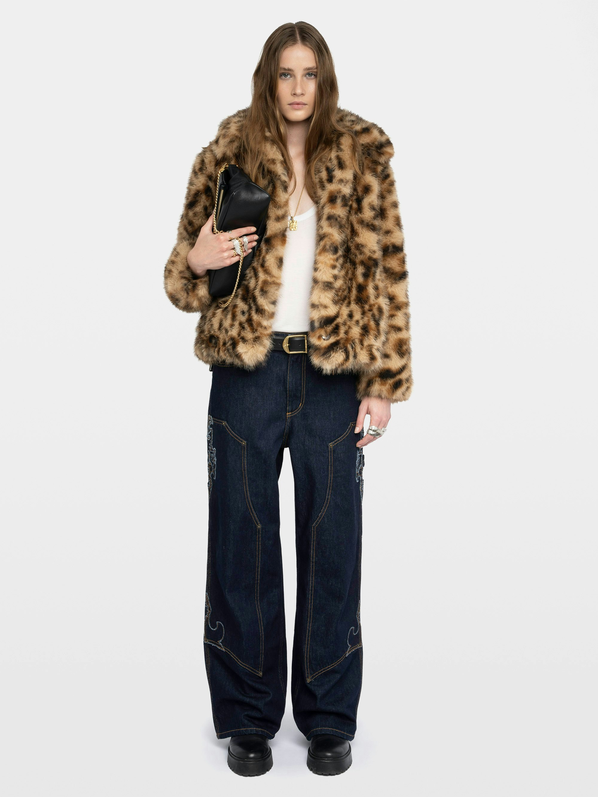 Finito Coat - Leopard faux fur coat.