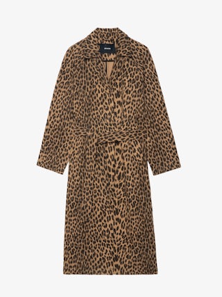 Mentle Coat - Cotton canvas coat with leopard print, long sleeves, button closure and front pockets.