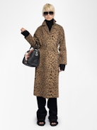 Mentle Coat - Cotton canvas coat with leopard print, long sleeves, button closure and front pockets.