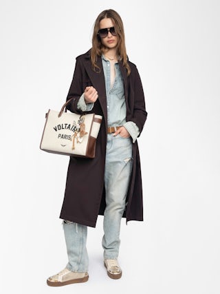 Kenar Trench Coat - Crisp cotton trench coat, long sleeves, removable belt and double-breasted button fastening.