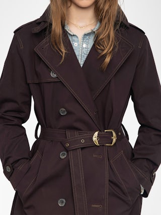 Kenar Trench Coat - Crisp cotton trench coat, long sleeves, removable belt and double-breasted button fastening.