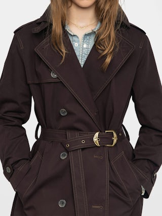 Kenar Trench Coat - Crisp cotton trench coat, long sleeves, removable belt and double-breasted button fastening.