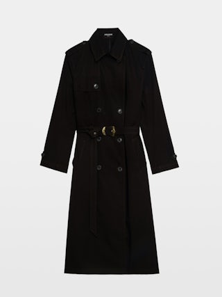 Kenar Trench Coat - Crisp cotton trench coat, long sleeves, removable belt and double-breasted button fastening.