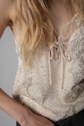 Capela Jac ZV Camisole Silk - Women's beige silk camisole adorned with crystals