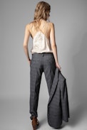 Capela Jac ZV Camisole Silk - Women's beige silk camisole adorned with crystals