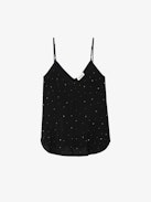 Casel Soft Strass Camisole - Women’s black camisole rhinestone-embellished