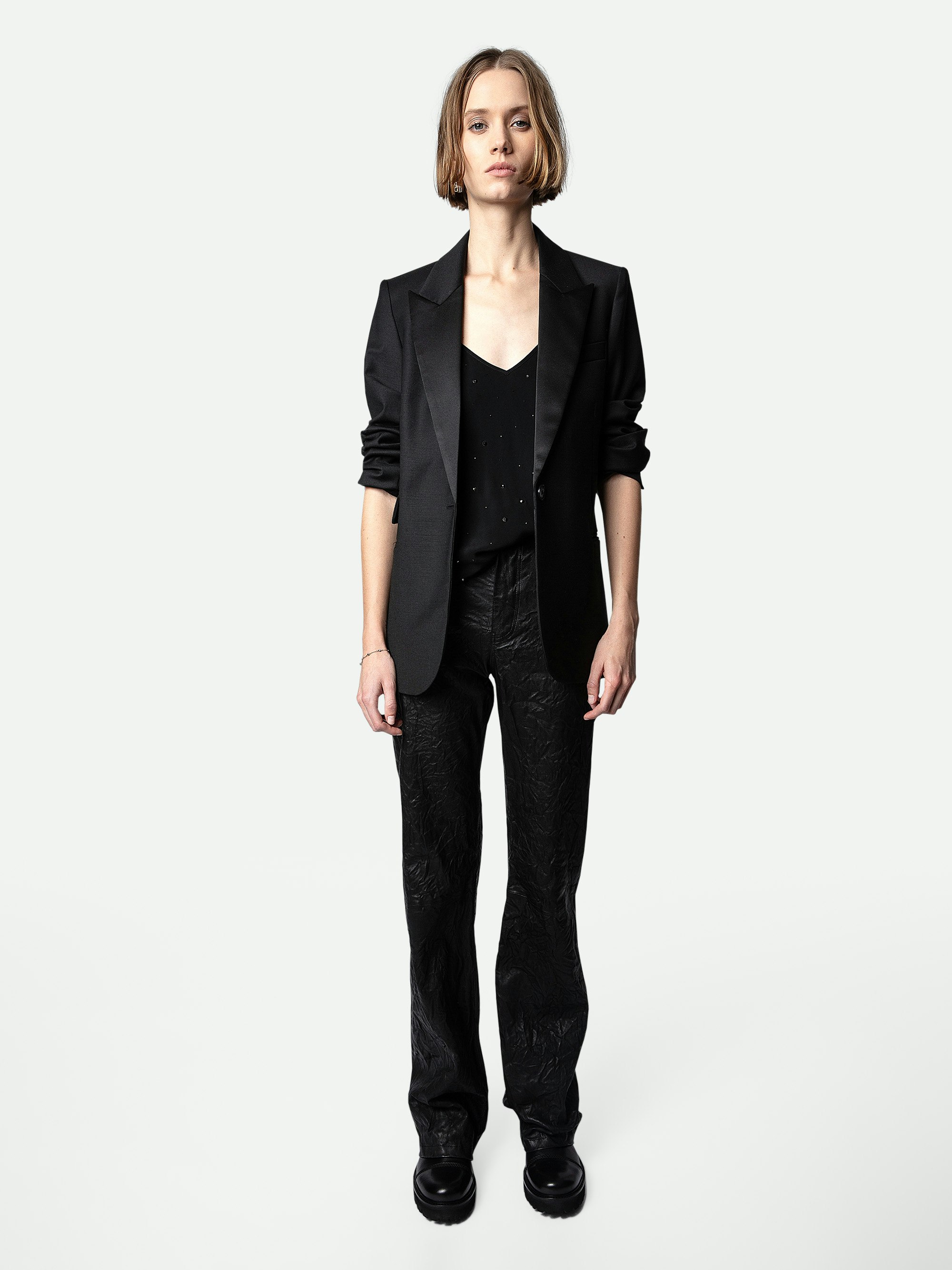 Casel Soft Strass Camisole - Women’s black camisole rhinestone-embellished