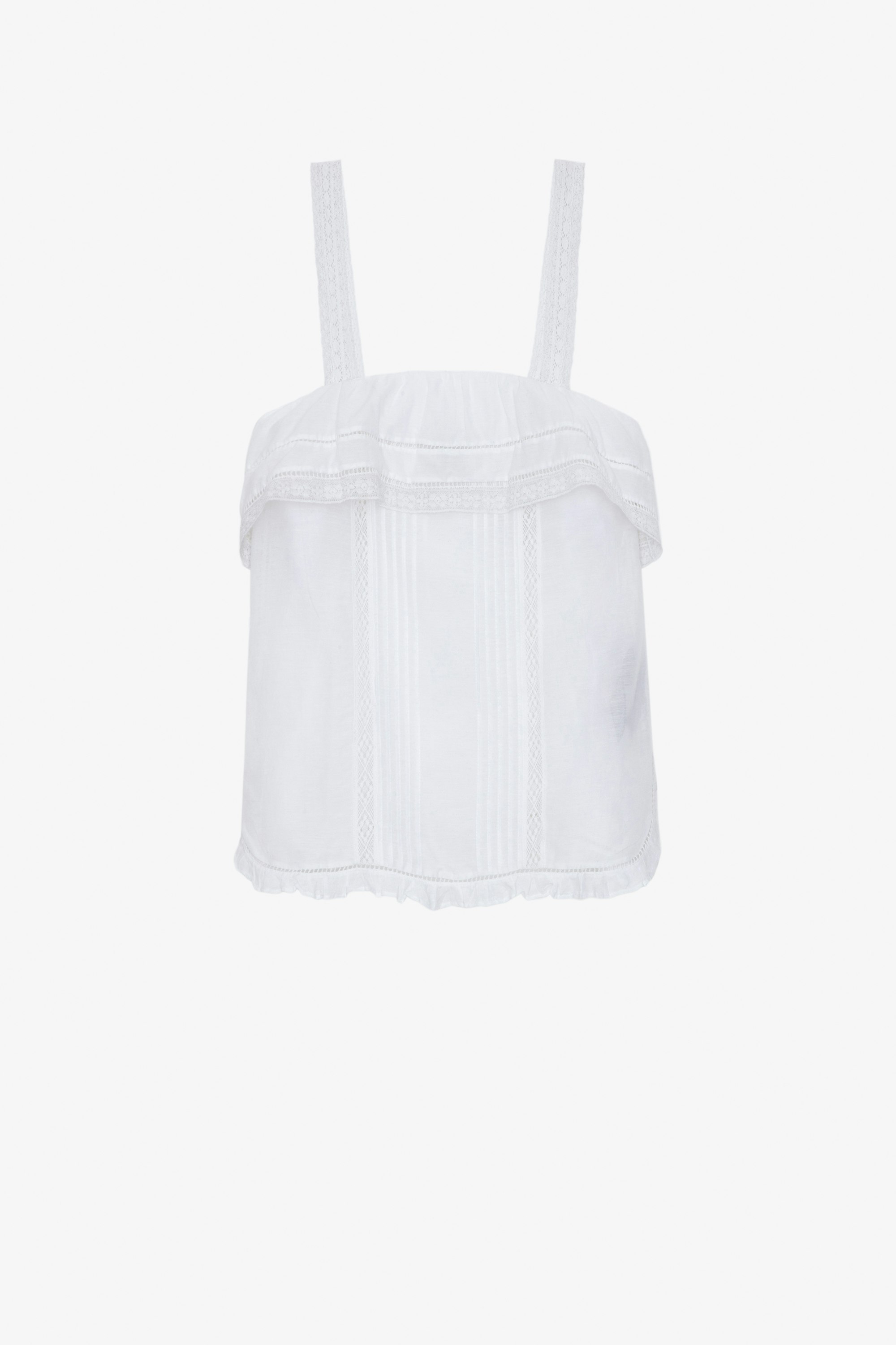 Cya Camisole Women's off-white camisole with guipure ruffles