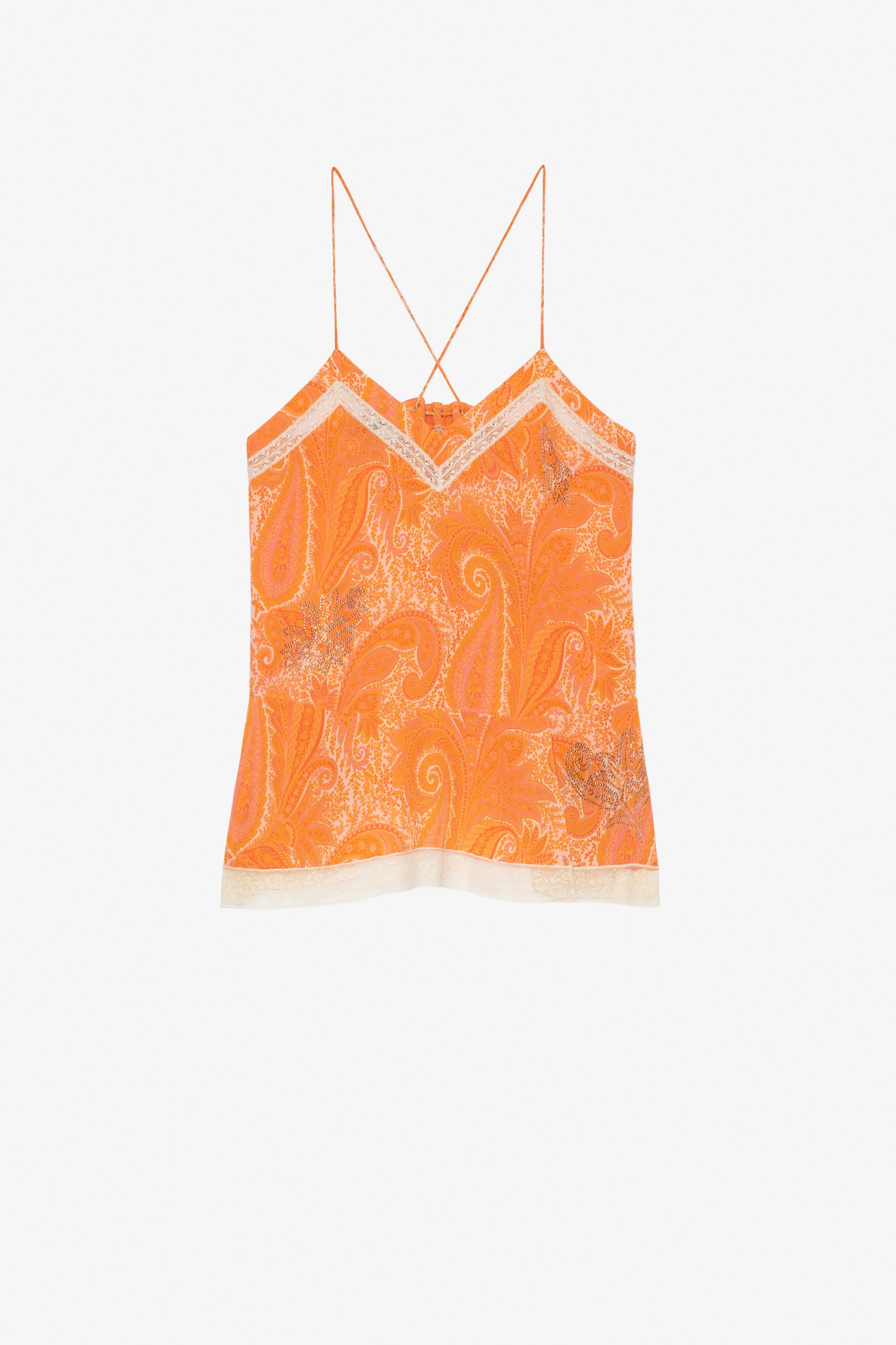 Carly Silk Camisole Women's orange paisley print silk camisole