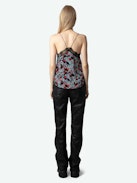 Christy Silk Camisole - Women’s black floral-print silk camisole with lace neckline.