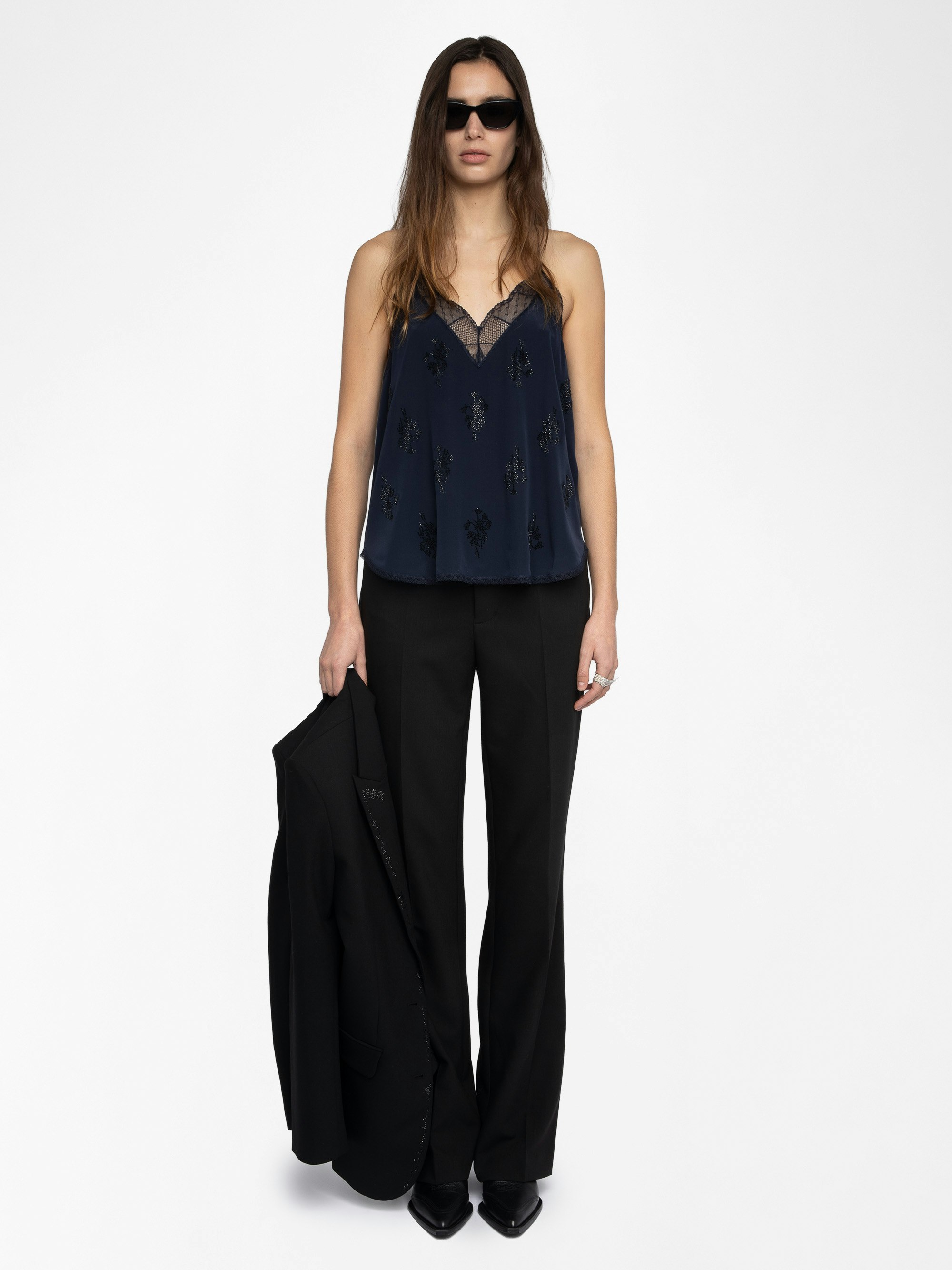 Christy Diamanté Silk Camisole camisole blue women | Zadig&Voltaire