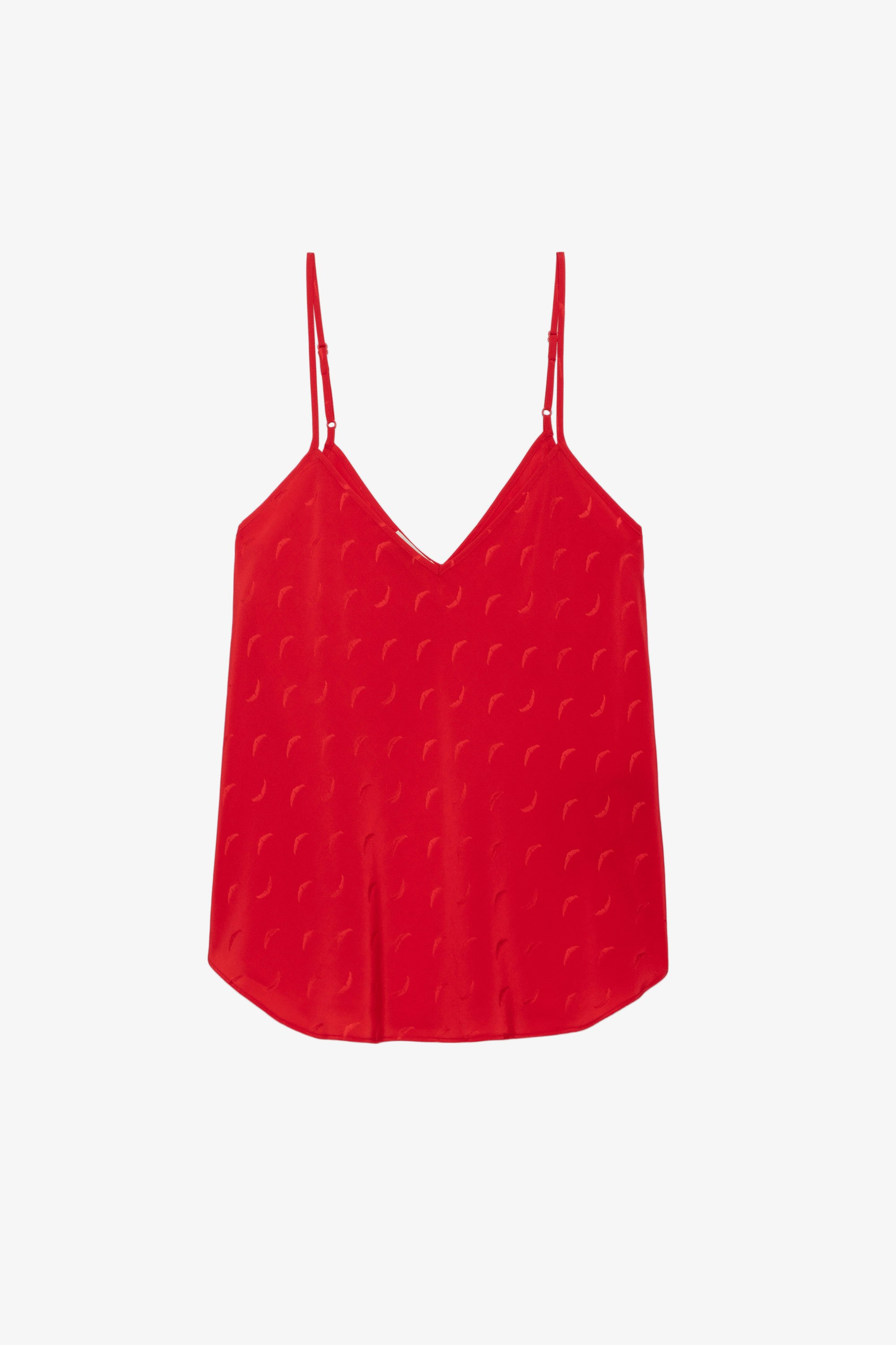 Casel Camisole - Women's red camisole with wing motifs.