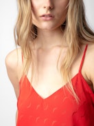 Casel Camisole - Women's red camisole with wing motifs.