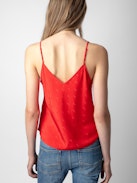Casel Camisole - Women's red camisole with wing motifs.