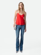 Casel Camisole - Women's red camisole with wing motifs.