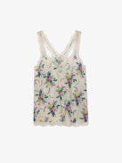 Trägertop Chou - Trägertop im Lingerie-Stil in Blassrosa mit Soft-Bouquet-Print, Trägern und Spitzenbordüre.