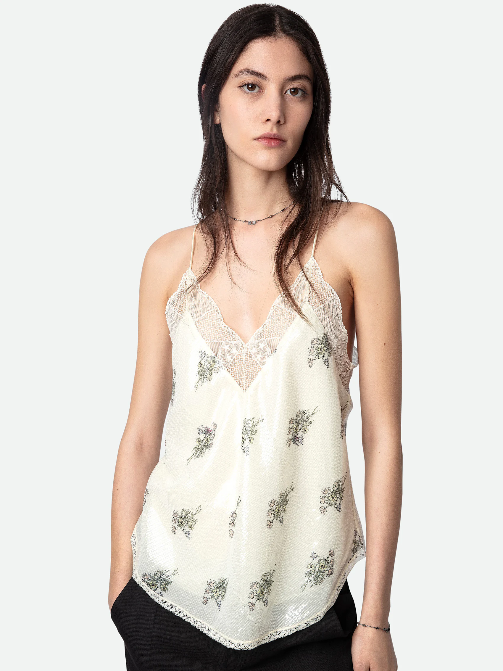 Zadig & Voltaire Cishi Hores Jacquard Silk Camisole- Burgundy