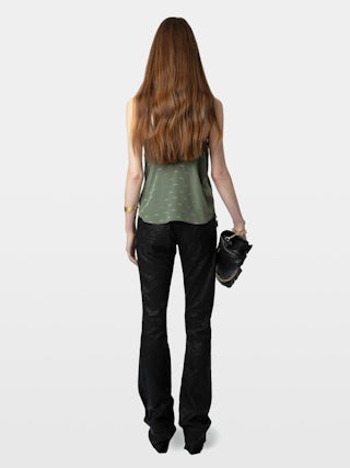 Cyoko 100% Silk Camisole - Lingerie-inspired caraco with wings jacquard and lace.