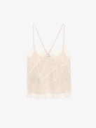 Cabri Silk Camisole - Powder pink silk lingerie-style camisole with jacquard chains, thin double straps, button fastening and lace detailing.