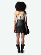 Christo Silk Camisole - Lingerie-style camisole in ecru silk twill with leopard and chain print, thin straps and lace-trimmed neckline.
