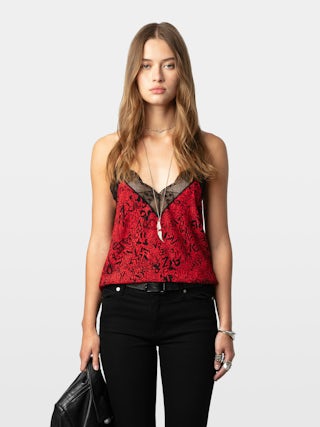 Christy Camisole - Lingerie-inspired camisole with Wild Voltaire print and lace.