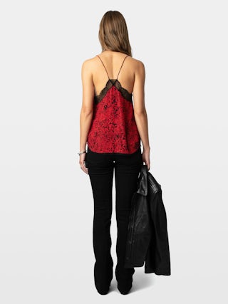 Christy Camisole - Lingerie-inspired camisole with Wild Voltaire print and lace.