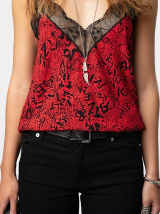 Christy Camisole - Lingerie-inspired camisole with Wild Voltaire print and lace.