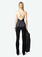 Caraco Cayonne Satin - Caraco esprit lingerie en satin japonais avec détails plissés et bretelles croisées ajustables.