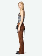 Christy Camisole - Lingerie-inspired camisole in printed viscose featuring embroidered wings on the back, adjustable straps, and exclusive French lace.