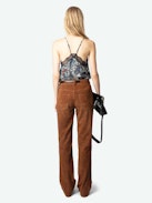 Christy Camisole - Lingerie-inspired camisole in printed viscose featuring embroidered wings on the back, adjustable straps, and exclusive French lace.