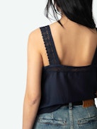 Caraco Celite - Caraco esprit lingerie en coton tomboy avec fermeture boutonnée et bretelles avec dentelle.