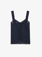 Caraco Celite - Caraco esprit lingerie en coton tomboy avec fermeture boutonnée et bretelles avec dentelle.