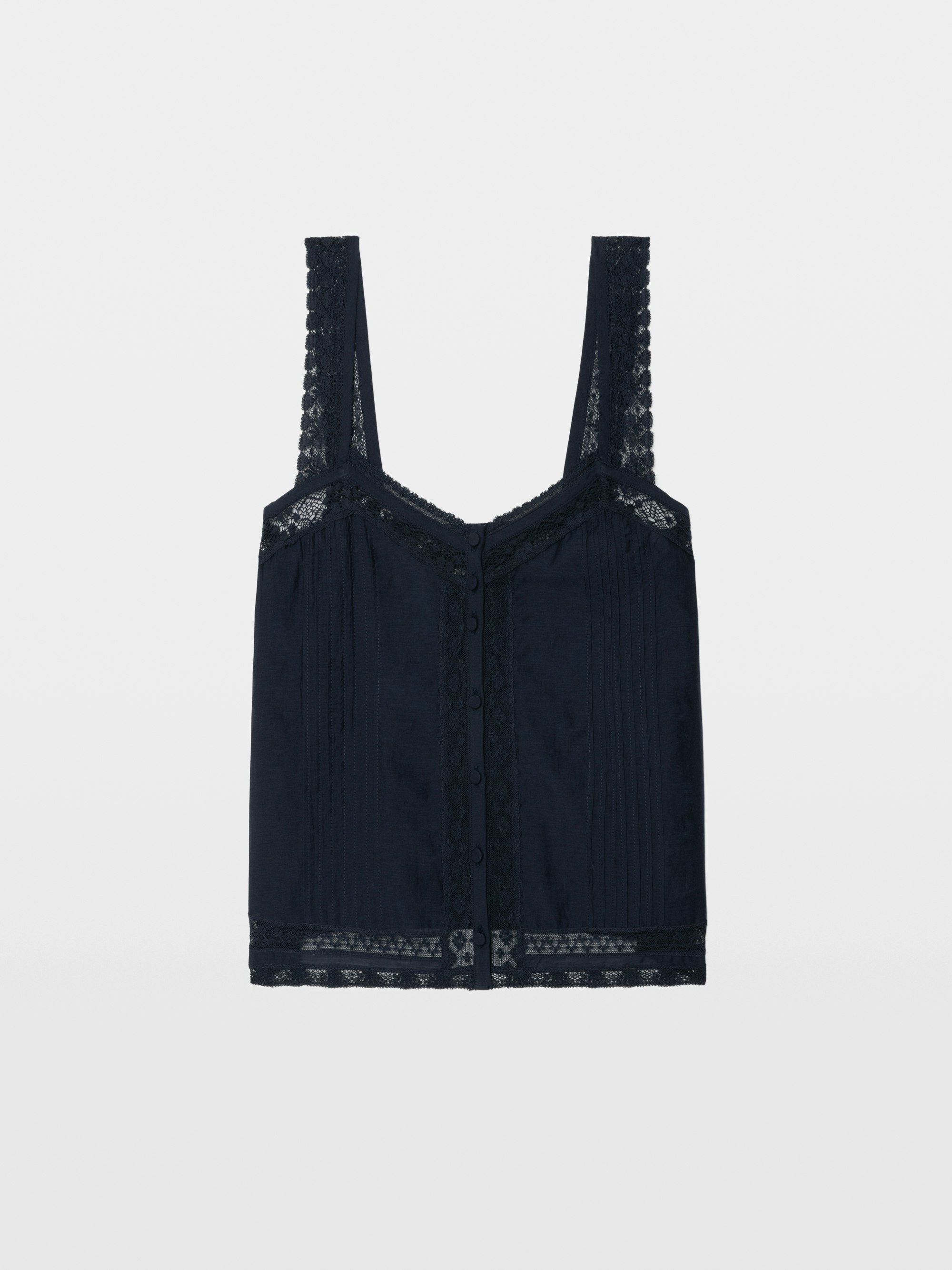 Celite Camisole Ink in Cotton and Lace | Zadig&Voltaire